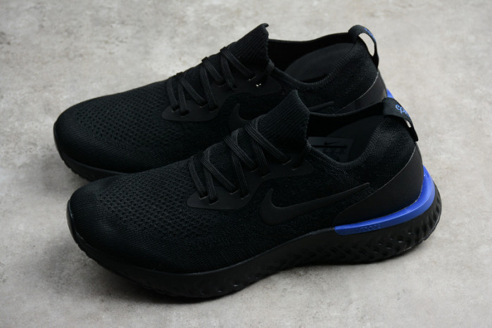 nike epic react flyknit black racer blue aq0067-004