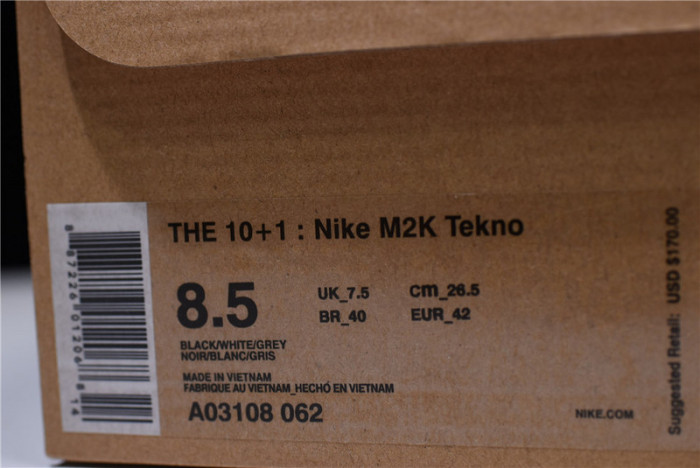 ofw x nike m2k tekno black ,white a03108 062