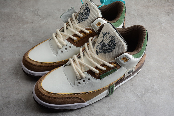 air jordan 3 retro se white dark brown green shoes 398614-500