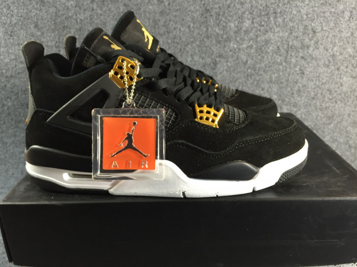 air jordan 4 “royalty” black/metallic gold-white mens 308497-032